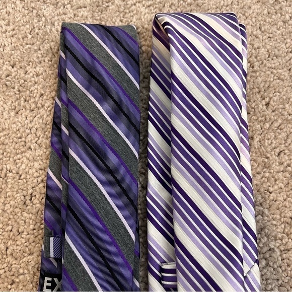 Lot of (2) Men's Express Purple Striped Silk Ties. - Picture 5 of 9